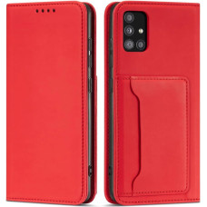 Hurtel Magnet Card Case For Samsung Galaxy A12 5G Pouch Wallet Card Holder Red