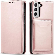 Hurtel Magnet Card Case for Samsung Galaxy S22 + (S22 Plus) Pouch Wallet Card Holder Pink