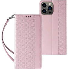 Hurtel Magnet Strap Case for iPhone 12 Pro Pouch Wallet + Mini Lanyard Pendant Pink