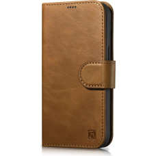 Icarer Oil Wax Wallet Case 2in1 Case iPhone 14 Leather Flip Cover Anti-RFID brown (WMI14220721-TN)