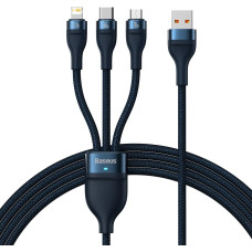 Baseus Flash Series Ⅱ 3in1 Fast Charging Cable USB-A to USB-C / Micro-USB / Lightning 66W 480Mbps 1.2m Blue