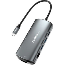 Dudao 11in1 multifunctional HUB USB Type C - USB Type C PD 60 W / HDMI / 3.5 mm mini jack / 1x USB 2.0 / SD card reader micro SD / VGA / RJ45 / 3x USB 3.2 Gen 1 gray (A15Pro gray)