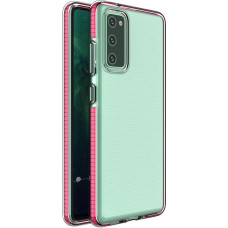 Hurtel Spring Case clear TPU gel protective cover with colorful frame for Samsung Galaxy A02s EU dark pink