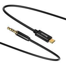 Baseus stereo audio cable AUX 3.5 mm mini jack - USB Type C for tablet phone 120cm black (CAM01-01)