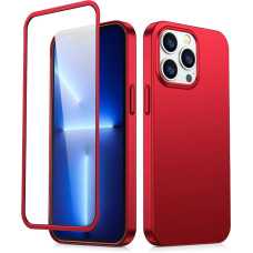 Joyroom 360 Full Case front and back cover for iPhone 13 Pro + tempered glass screen protector red (JR-BP935 red)