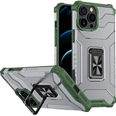 Hurtel Crystal Ring Case Kickstand Tough Rugged Cover for iPhone 13 Pro green