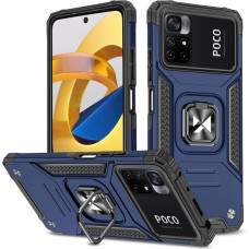 Wozinsky Ring Armor Tough Hybrid Case Cover + Magnetic Mount Mi Poco M4 Pro 5G / Redmi Note 11 5G (China) / Redmi Note 11T 5G / Redmi Note 11S 5G blue