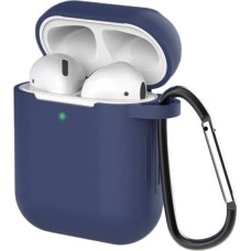 Hurtel Case for AirPods 2 / AirPods 1 silicone soft case for headphones + keychain carabiner pendant blue (case D)