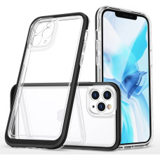 Hurtel Clear 3in1 case for iPhone 11 Pro Max case gel cover with frame black