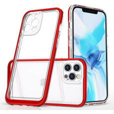 Hurtel Clear 3in1 Case for iPhone 12 Pro Max Frame Cover Gel Red