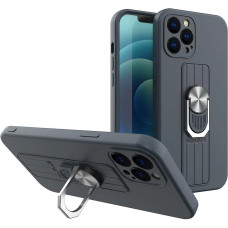 Hurtel Ring Case silicone case with finger holder and stand for Xiaomi Redmi Note 11 Pro blue