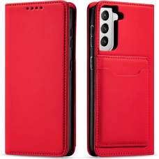 Hurtel Magnet Card Case for Samsung Galaxy S22 + (S22 Plus) Pouch Wallet Card Holder Red