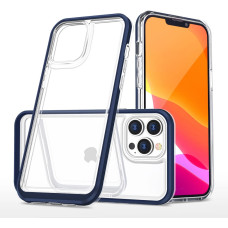 Hurtel Clear 3in1 case for iPhone 14 Pro silicone cover with frame blue