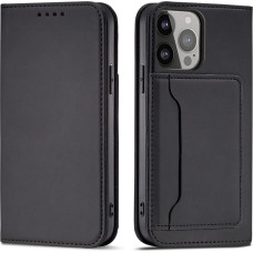 Hurtel Magnet Card Case case for iPhone 14 Pro Max flip cover wallet stand black