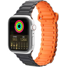 Dux Ducis Strap (Armor Version) Apple Watch SE Strap, 9, 8, 7, 6, 5, 4, 3, 2, 1 (41, 40, 38 mm) Silicone Magnetic Band Bracelet Black/Orange