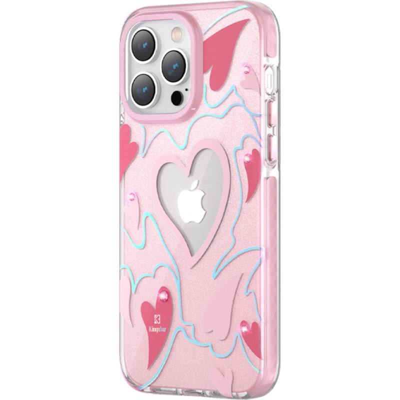 Kingxbar Heart Star Series case for iPhone 14 Pro Max pink heart case