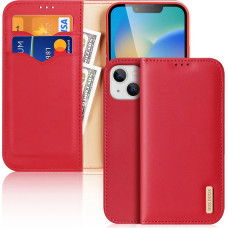 Dux Ducis Hivo Leather Flip Cover Genuine Leather Wallet for Cards and Documents iPhone 14 Plus Red