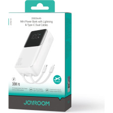 Joyroom JR-PBC07 20000mAh 30W mini power bank with USB-C and Lightning cables - white