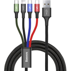 Baseus cable USB 4in1 Lightning / 2x USB Type C / micro USB cable in nylon braid 3.5A 1.2m black (CA1T4-B01)