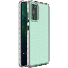 Hurtel Spring Case clear TPU gel protective cover with colorful frame for Samsung Galaxy A02s EU light pink