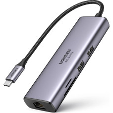 Ugreen 7in1 multi-functional HUB USB Type C - 2x USB 3.2 Gen 1 / HDMI 4K 60Hz / SD and TF card reader / USB Type C PD 100W / RJ45 1000Mbps (1Gbps) gray (60515 CM512)