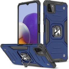 Wozinsky Ring Armor Case Kickstand Tough Rugged Cover for Samsung Galaxy A22 4G blue