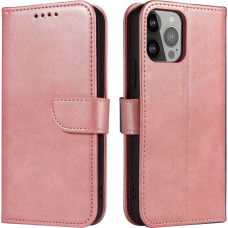 Hurtel Magnet Case elegant bookcase type case with kickstand for iPhone 13 Pro Max pink