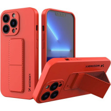 Wozinsky Kickstand Case silicone case with stand for iPhone 13 red