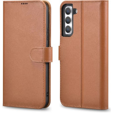 Icarer Haitang Leather Wallet Case Leather Case for Samsung Galaxy S22 + (S22 Plus) Wallet Housing Cover Brown (AKSM05BN)