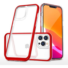 Hurtel Clear 3in1 case for iPhone 14 Pro silicone cover with frame red