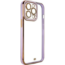 Hurtel Fashion Case for iPhone 12 Pro Gold Frame Gel Cover Purple