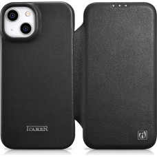 Icarer CE Premium Leather Folio Case iPhone 14 magnetic flip case MagSafe black (WMI14220713-BK)