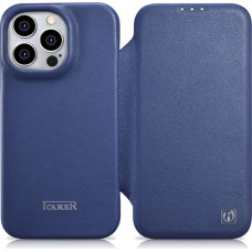 Icarer CE Premium Leather Folio Case iPhone 14 Pro Max Magnetic Flip Leather Folio Case MagSafe Blue (WMI14220716-BU)