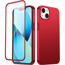 Joyroom 360 Full Case front and back cover for iPhone 13 + tempered glass screen protector red (JR-BP927 red)