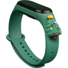 Hurtel Strap Xmas Wristband for Xiaomi Mi Band 4 / Mi Band 3 Christmas Silicone Strap Bracelet Dark Green (Christmas Tree 2)