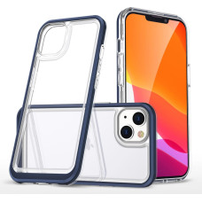 Hurtel Clear 3in1 case for iPhone 13 mini gel cover with frame blue