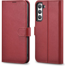 Icarer Haitang Leather Wallet Case Leather Case for Samsung Galaxy S22 + (S22 Plus) Wallet Housing Cover Red (AKSM05RD)