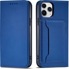 Hurtel Magnet Card Case for iPhone 12 cover card wallet card stand blue