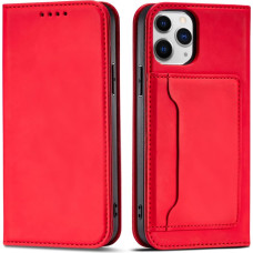 Hurtel Magnet Card Case for iPhone 12 Pro Max Pouch Card Wallet Card Holder Red