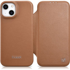 Icarer CE Premium Leather Folio Case iPhone 14 magnetic flip case MagSafe brown (WMI14220713-BN)