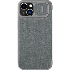 Nillkin Qin Cloth Pro Case Case for iPhone 14 Plus Camera Cover Holster Cover Flip Case Gray