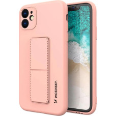 Wozinsky Kickstand Case iPhone 11 Pro Max pink silicone case with stand