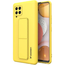 Wozinsky Kickstand Case Silicone Stand Cover for Samsung Galaxy A42 5G Yellow