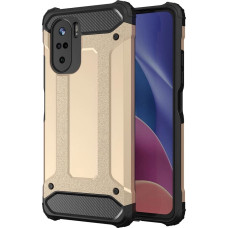 Hurtel Hybrid Armor Case Tough Rugged Cover for Xiaomi Redmi K40 Pro+ / K40 Pro / K40 / Poco F3 golden