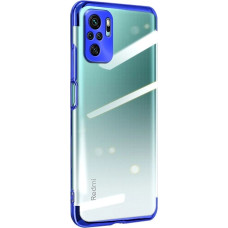 Hurtel Clear Color Case Gel TPU Electroplating frame Cover for Xiaomi Redmi Note 10 5G / Poco M3 Pro blue