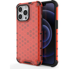 Hurtel Honeycomb Case armor cover with TPU Bumper for iPhone 13 Pro red