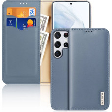 Dux Ducis Hivo Leather Flip Cover Genuine Leather Wallet For Cards And Documents Samsung Galaxy S22 Ultra Blue