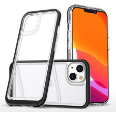 Hurtel Clear 3in1 case for iPhone 14 silicone cover with frame black