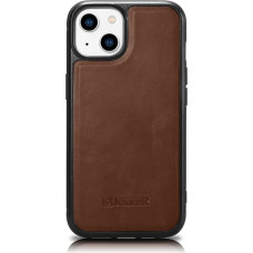 Icarer Leather Oil Wax case covered with natural leather for iPhone 14 brown (WMI14220717-BN)