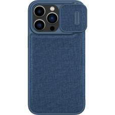 Nillkin Qin Cloth Pro Case Case for iPhone 14 Pro Max Camera Cover Holster Cover Flip Case Blue